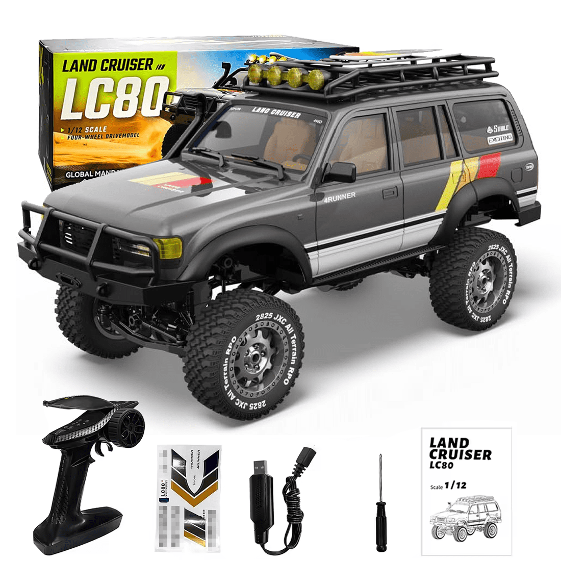 1:12 Scale RC Off-Road Model Car, 2.4G 4WD Remote Control Climbing Vehicle with Powerful Drive, RTR Hobby RC Crawler Truck for Adult