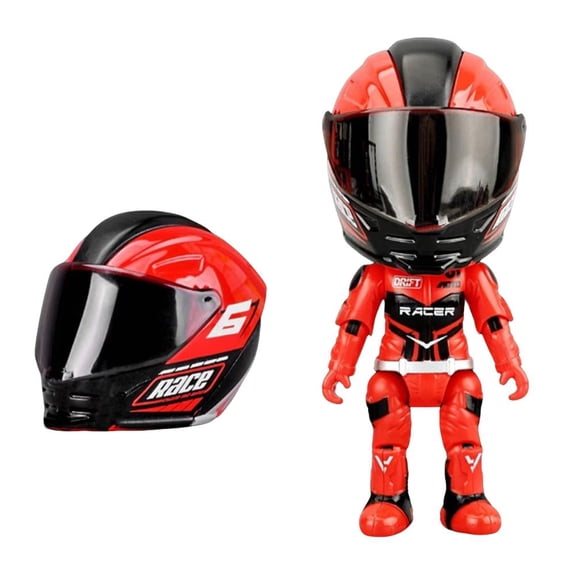 1:12 Scale Realistic Motorcycle Rider Action Figure, Robust Diecast Transformable Figurine with Articulated Joints, Sturdy Desktop Display Model in Red/Blue