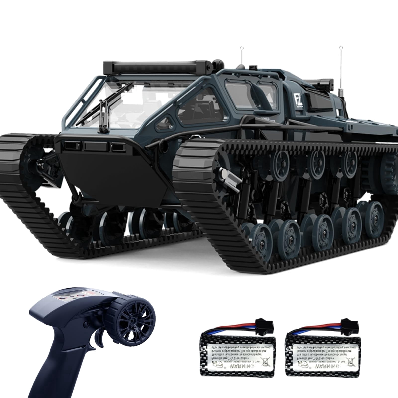 1:16 Scale Remote Control Car Military Crawler Off-Road RC Tank with 4WD, Adjustable Speed/Steering, 2 Batteries & Openable Doors – All-Terrain RC Truck for Kids Adults, Birthday Gifts
