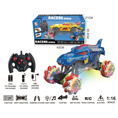 1:12 Scale Remote Control RC Cars For Kids Monster SUV High Speed Racing Truck with Lights for Boys And Girls (Blue)