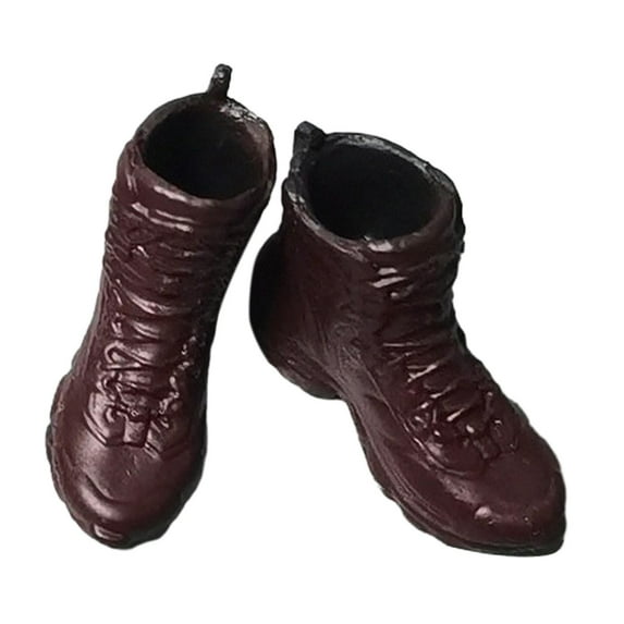 1:12 Scale Shoes Decor for 6inch Doll Model Male Action Figures Dark Red