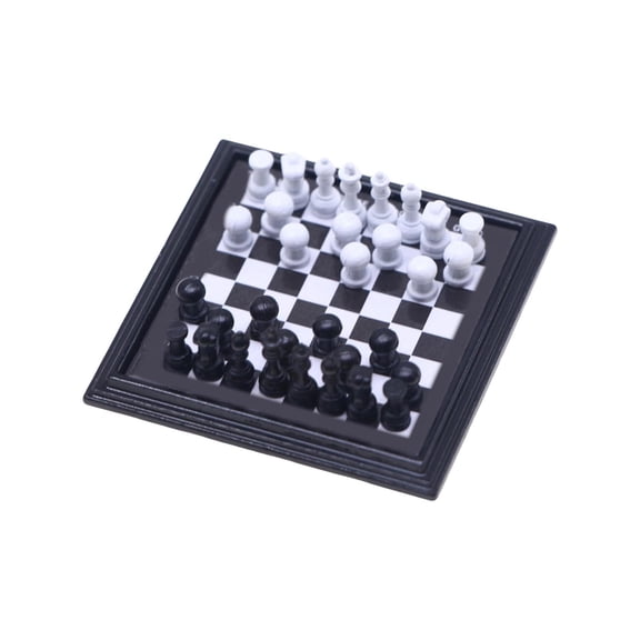 1/12 Scale Tiny Chess Set For Model Enthusiasts Metal Construction Playing Unique Home Decoration