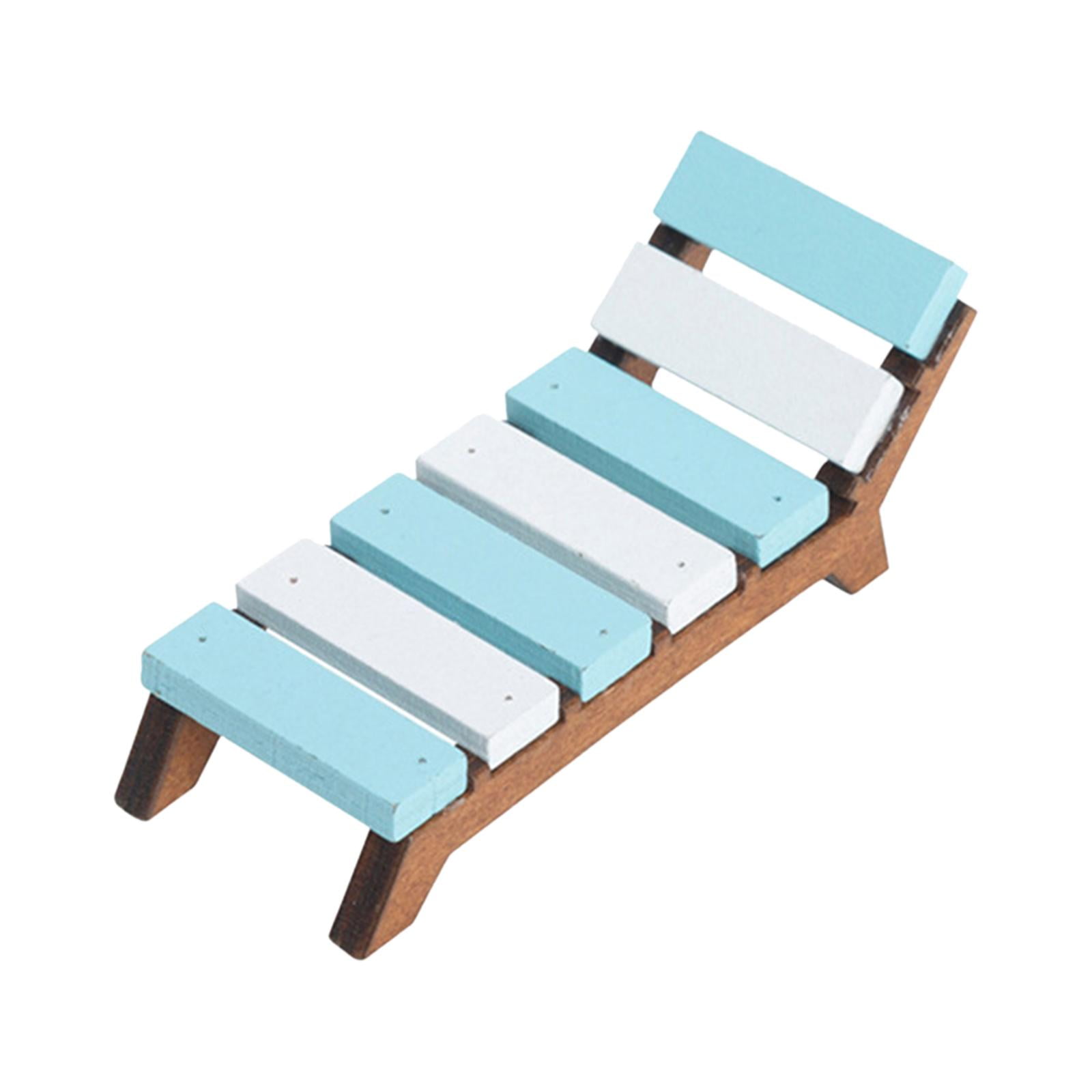 1 12 Scale Wooden Longue Mini Beach Chair DIY Crafts Dollhouse Furniture Dollhouse Deck Chair for Diorama Miniature Scene Beach Photo Props