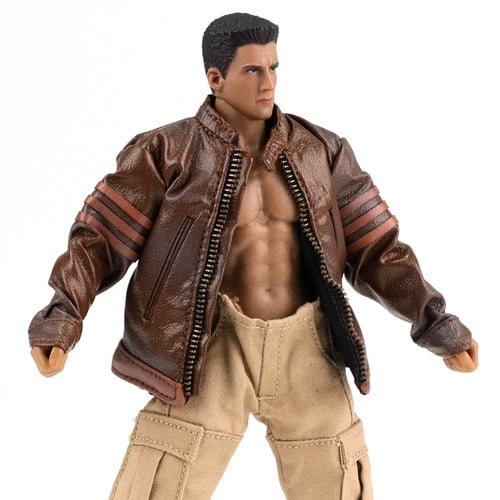 1/12 Scale doll clothing Brown Faux Leather Bomber Jacket for 6" Action Figures & Dolls