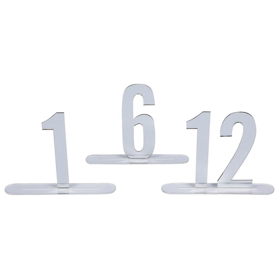 1-12 Silver Mirror Acrylic Table Numbers - Party Supplies - 12 Pieces