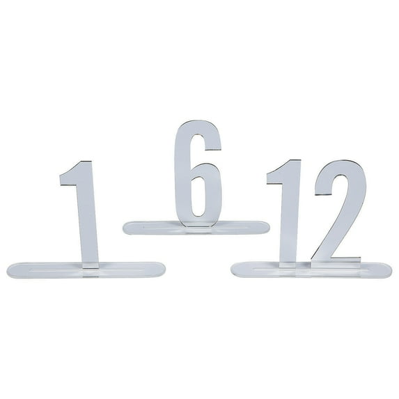 1-12 Silver Mirror Acrylic Table Numbers - Party Supplies - 12 Pieces