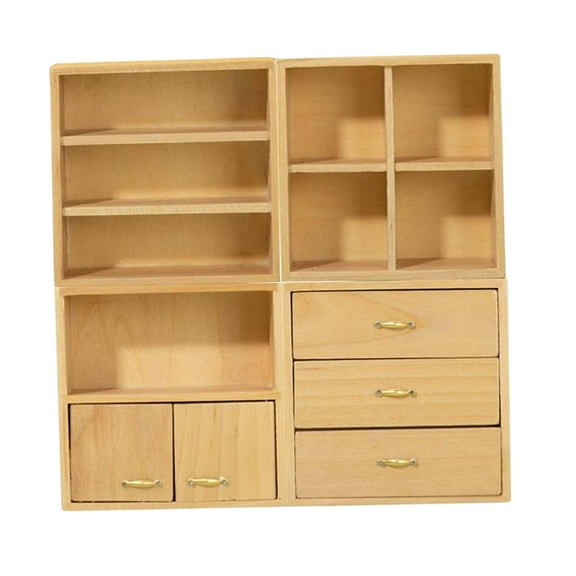 1/12 Storage Cabinet Decor Miniature Furniture Durable Wooden Simulation Locker