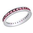 thumbnail image 1 of AFFY (1.12 cttw) Simulated Pink Sapphire Eternity Wedding Band Ring In 14k White Gold, 1 of 1