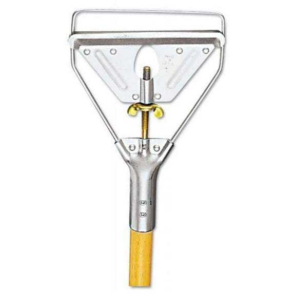 1.12 x 63 in. Screw Clamp Metal Head Wooden MOP Handle - Natural
