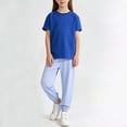thumbnail image 1 of 1-12Y Kids Solid Color Crew Neck Short Sleeve Top & Elastic Waist Mosquito Repellent Pants Set Black 7-8 Years, 1 of 3