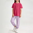 thumbnail image 1 of 1-12Y Kids Summer Solid Color Short Sleeve T-Shirt & Mosquito Repellent Pants Set, Casual Outfit Green 3-4 Years, 1 of 3