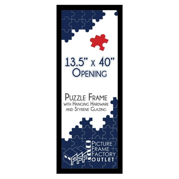 (1) 13.5x40 - Picture Frame for Puzzles, Photos, Artwork - 1.25" Black MDF Frame with plexi-glass and hanging hardware