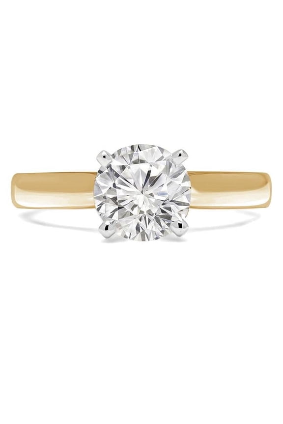 1.13 CT Round Diamond Cathedral Solitaire Engagement Ring in 14K Yellow Gold - Size 3.5