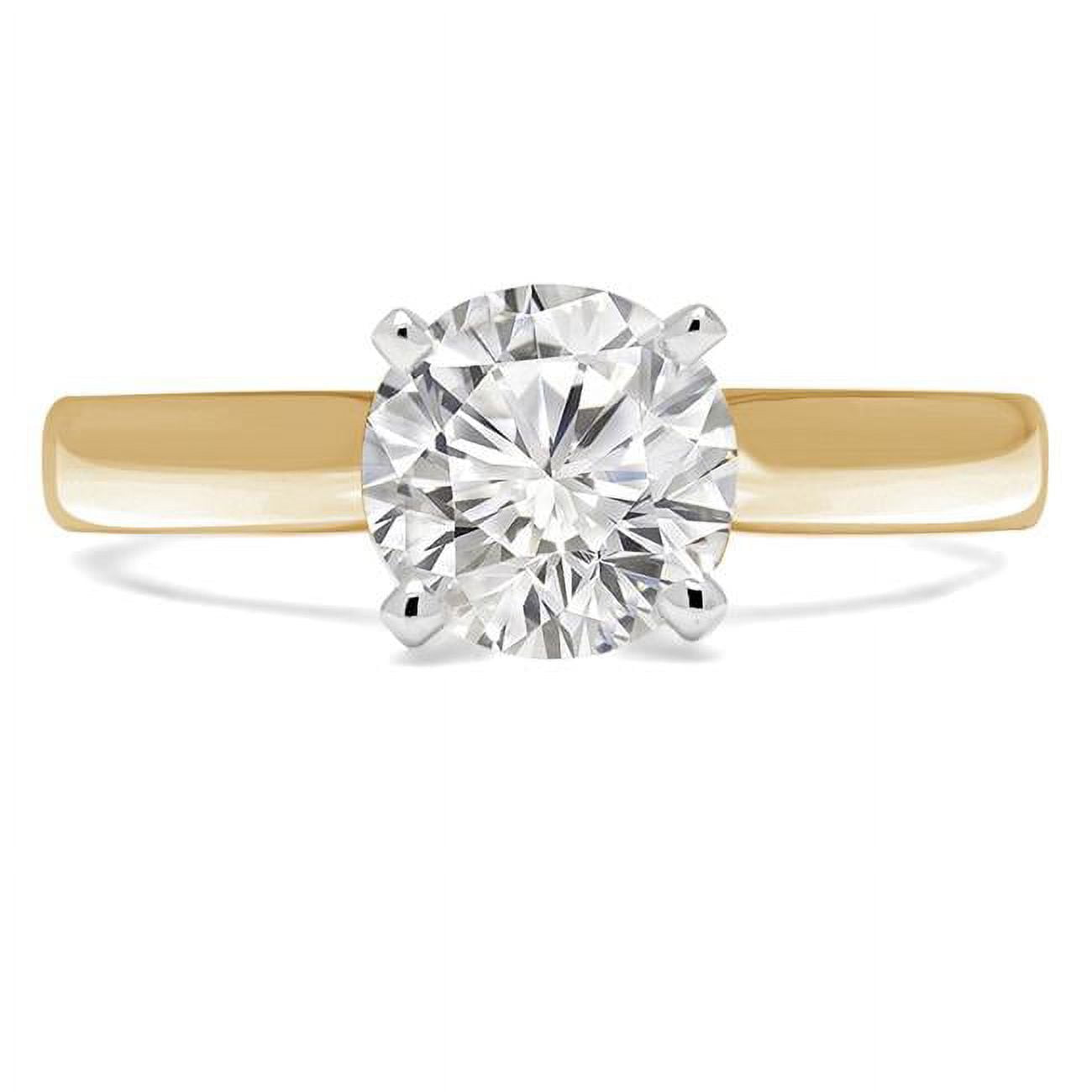 1.13 CT Round Diamond Cathedral Solitaire Engagement Ring in 14K Yellow