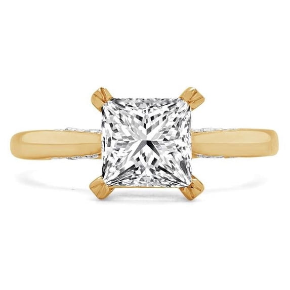 1.13 CTW Princess Diamond Hidden Halo Solitaire with Accents Engagement Ring in 14K Yellow Gold - Size 4 to 9