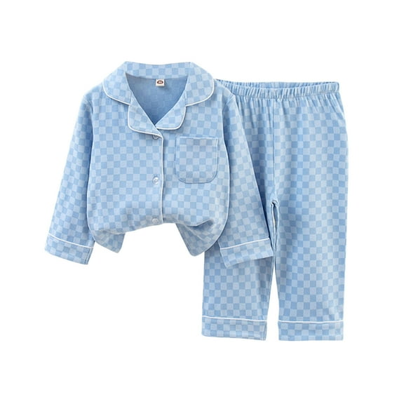 1-13 Years Toddler Kids Boys Girls Pajama Sets Button-Up Cotton Pajama Sleepwear Nightwear Loungewear for Infant Baby, 2-Piece