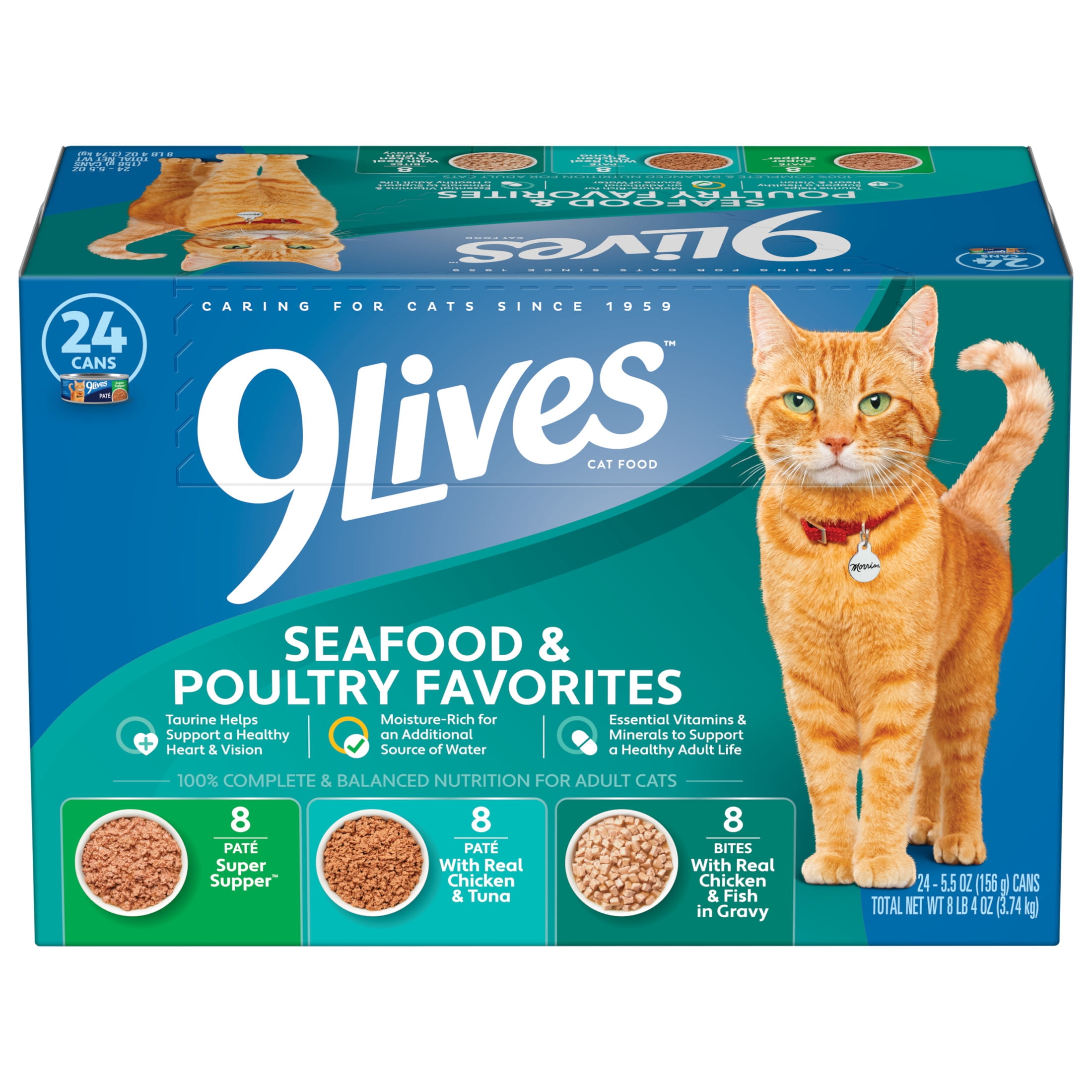 9Lives Seafood & Poultry Favorites Wet Cat Food Variety Pack, 5.5 oz. Cans (Pack of 24)