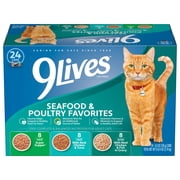 9Lives Seafood & Poultry Favorites Wet Cat Food Variety Pack, 5.5 oz. Cans Pack of 24