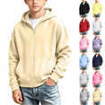 thumbnail image 1 of 1-13Y Kids Zip Up Hoodies Solid Color Long Sleeve Hoodie Jacket for Boys and Girls Loose Comfy Casual Hooded Sweatshirt with Pocket, 1 of 10