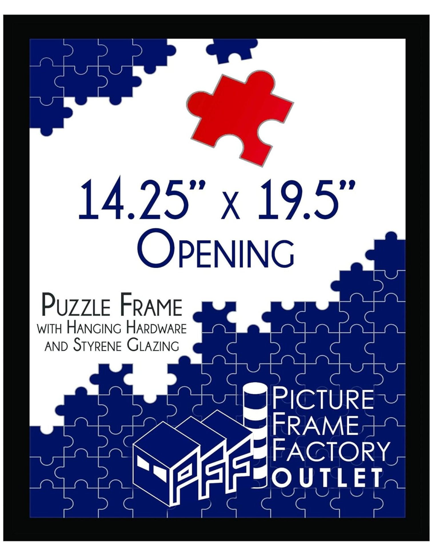 Black Polished Rectangular Wall Puzzle Frame with Plexiglass
