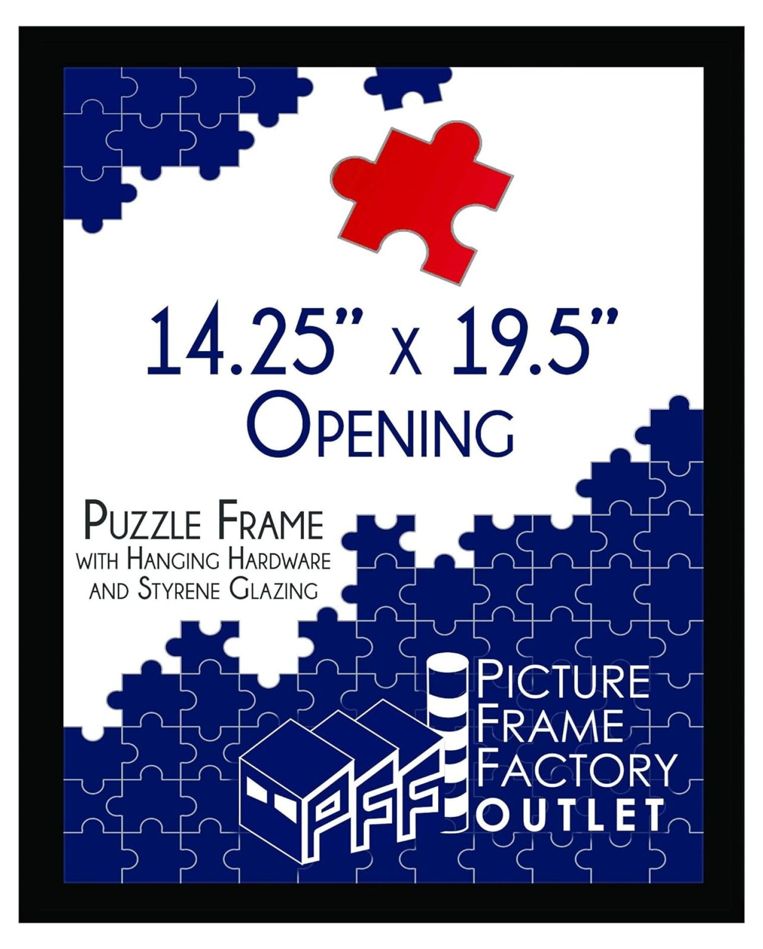Black Polished Rectangular Wall Puzzle Frame with Plexiglass