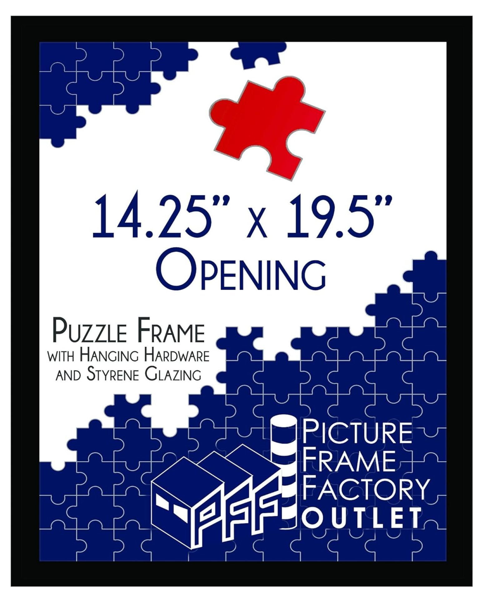 Black Polished Rectangular Wall Puzzle Frame with Plexiglass