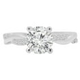 thumbnail image 1 of 1.14 CTW Round Diamond Twisted Solitaire Engagement Ring with Accents in 14K White Gold - Size 8.5, 1 of 1
