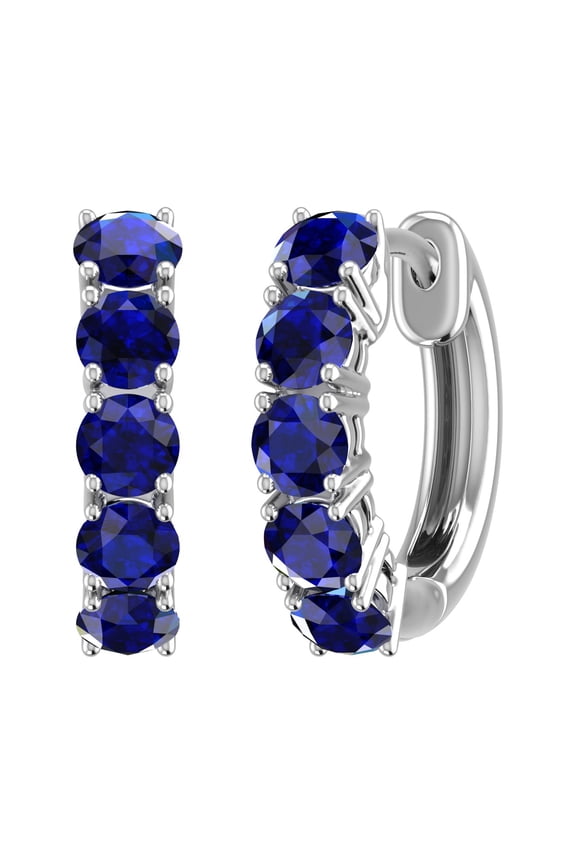 1.14 Carat Blue Sapphire Hoop Earrings in 14K White Gold