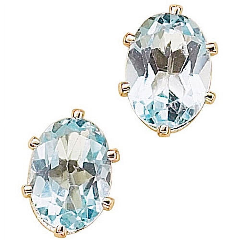 1.14 Carat T.G.W. Blue Topaz 14kt Gold-Plated Stud Earrings - image 1 of 1