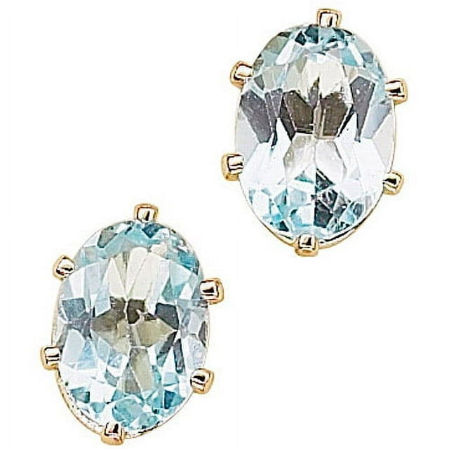 1.14 Carat T.G.W. Blue Topaz 14kt Gold-Plated Stud Earrings
