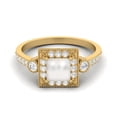 thumbnail image 1 of 1.14 Cts Pearl Square Shape Solitaire With Accent 925 Sterling Silver Gold Vermeil Engagement Mother's Day Gift Rings For Women, 1 of 3