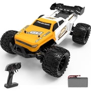 114 RC Car, 50+ KPH High Speed Remote Control Car, 4WD Off Road Truck with 540 Brushed Motor, Metal Differential, LED Lights, 2.4GHz All Terrain Fast RC Truck for Adults & Kids, Yellow