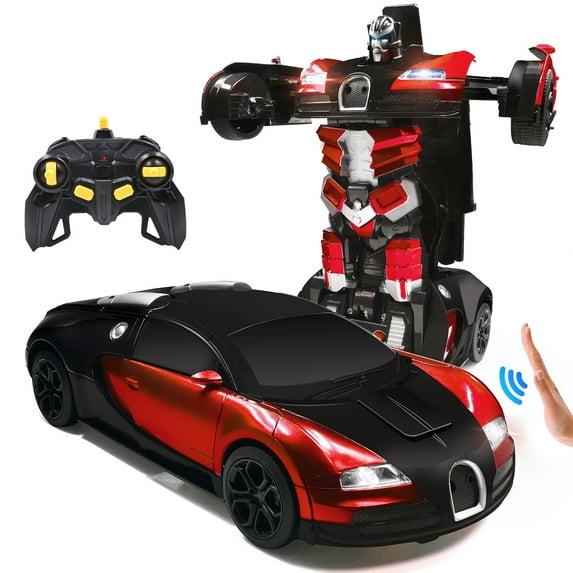 1:14 RC Cars Robot for Kids Remote Control Car Toys for Boys Girls ,6-16 Year Old Gifts One Button into Robot with LED Light Intelligent Vehicle (Red)