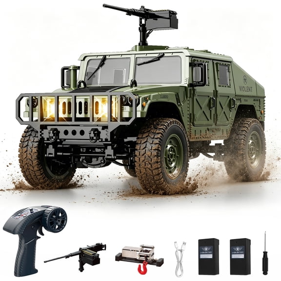 Fistone 1:14 Scale RC Cars for Adults, All Terrain RC Rock Crawlers with Winch and LED Light, 4X4 Off-Road Remote Control Truck RC Jeep Cars Military Armored Vehicle Toys for Boys