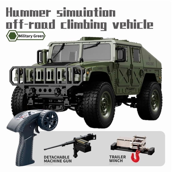 1:14 Scale RC Cars for Adults, Hummer 4X4 Off-Road Remote Control Truck with Winch and LED Light, All Terrain RC Rock Crawlers RC Off-Road Jeep Cars Vehicle Military Armored Vehicle Toys for Boys
