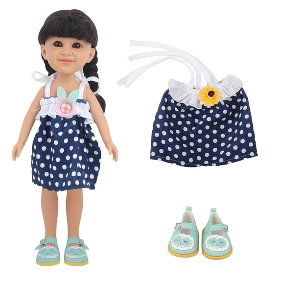 1 14-inch Doll + Dress + Shoes Set, Big-eyed Realistic and Adorable Baby Doll, Lifelike Baby Doll with Clothes and Shoes Accessories, Accessories Can Be Replaced with Beautiful Clothes and Shoes