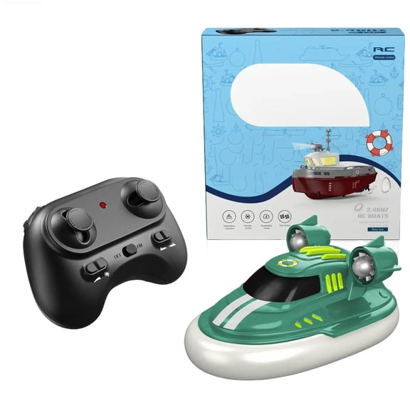 1/144 Scale Mini RC Tugboat, 2.4GHz Anti-Collision RC Yacht, LED Lights Remote Control Boat for Pools Lakes (E)