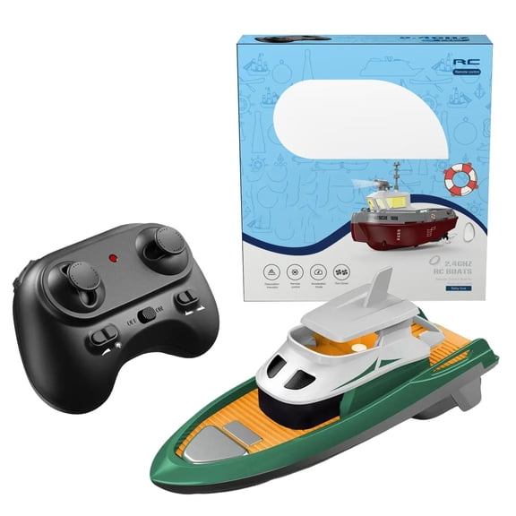 1/144 Scale Mini RC Tugboat, 2.4GHz RC Boat with LED Lights, USB-Charged Remote Control Yacht for Lakes Rivers (D)