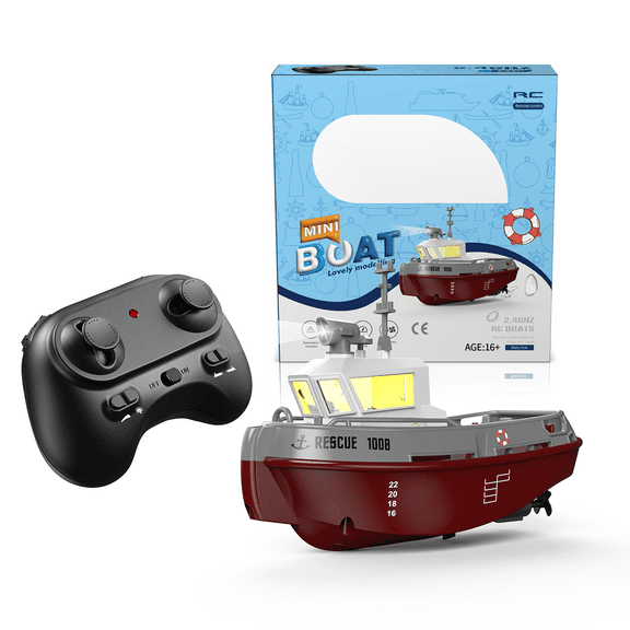 1/144 Scale RC Electric Yacht Model with Lights, 2.4GHz RC Boat Dual Motor Watercraft with Sealed Waterproof Design, Remote Control Boats for Lake River & Pool, Brown