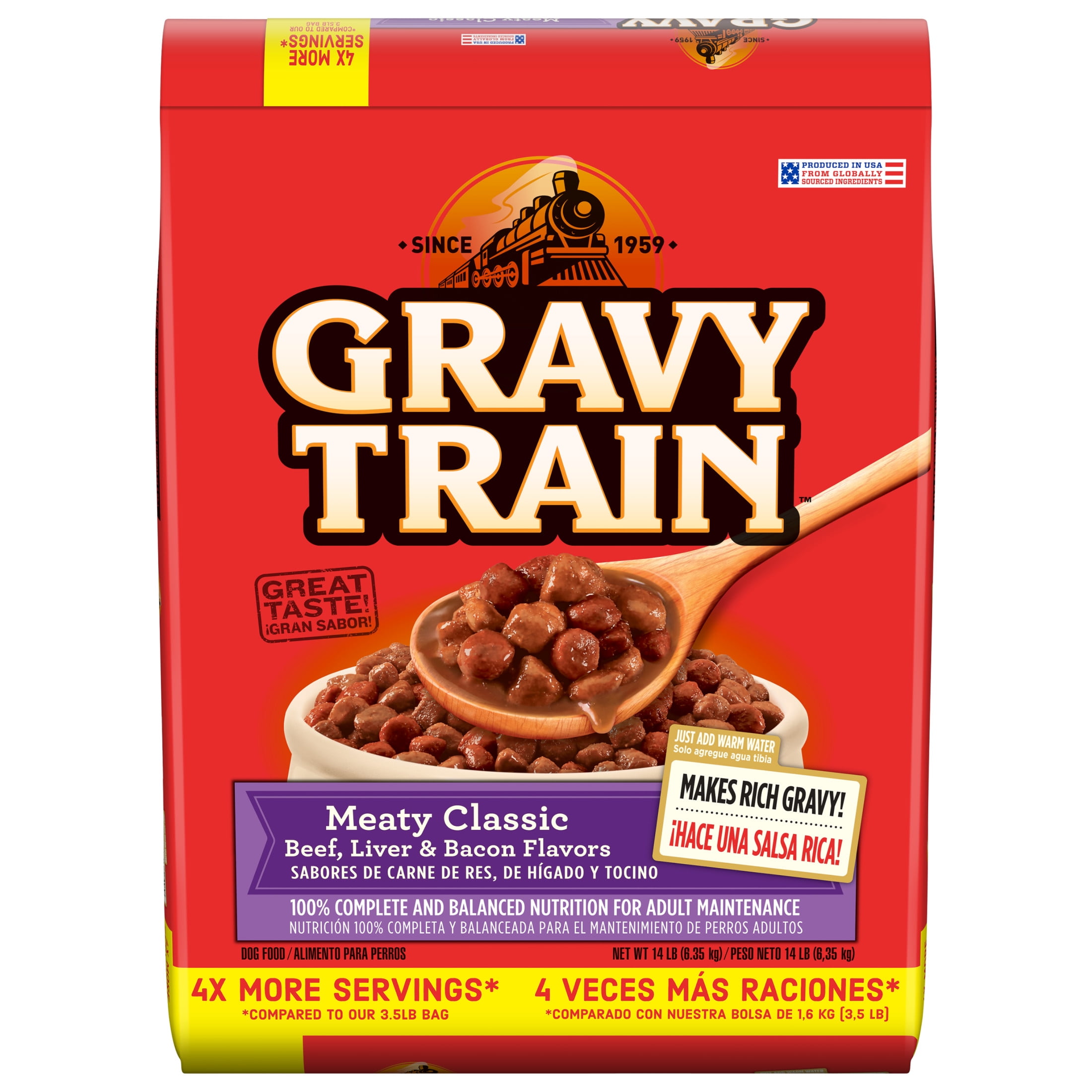 Gravy Train Meaty Classic Beef, Liver & Bacon Flavor Dry Dog Food, 14 lb. Bag