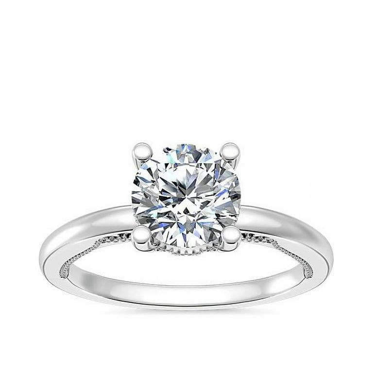 Carat Brilliant Round Cut Real Diamond Elegant Solitaire