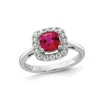 1.15 Carat (Ctw) Lab-Created Ruby Ring in 14K White Gold with Lab-Grown Diamonds 1/4 Carat (Ctw) for Women