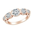 thumbnail image 1 of AFFY 1.15 Carat (Ctw) Round Shape White Natural Diamond Five Stone Wedding Band Ring In 14k Solid Rose Gold Ring Size-8.5, 1 of 1