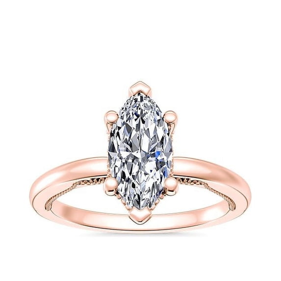 1.15 Carat Excellent Marquise Cut Real Diamond New Design Solitaire Ring for Wedding Solid 18K Rose Gold Size 11