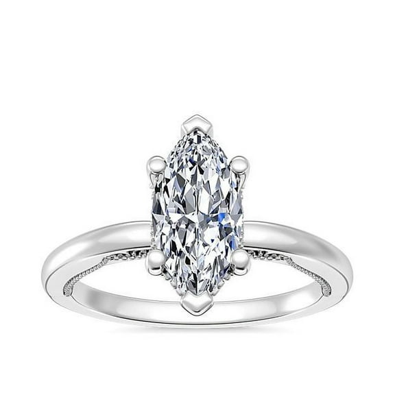 1.15 Carat Excellent Marquise Natural Diamond Elegant Solitaire Ring for Engagement Solid 14K White Gold Size 7