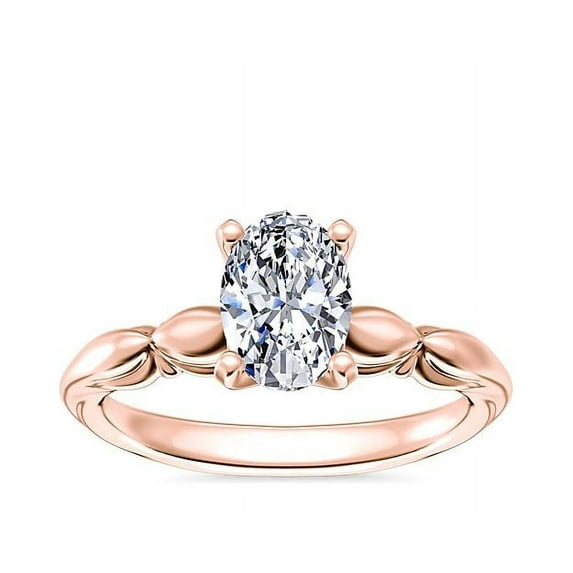 1.15 Carat Excellent Oval Cut Natural Diamond Solitaire Beautiful Ring for Anniversary Solid 18K Rose Gold Size 4.5