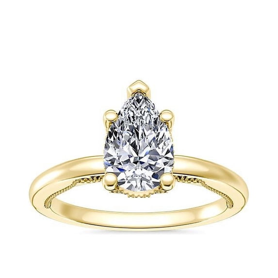 1.15 Carat Excellent Pear Cut Real Diamond New Design Solitaire Ring for Wedding Solid 18K Yellow Gold Size 11