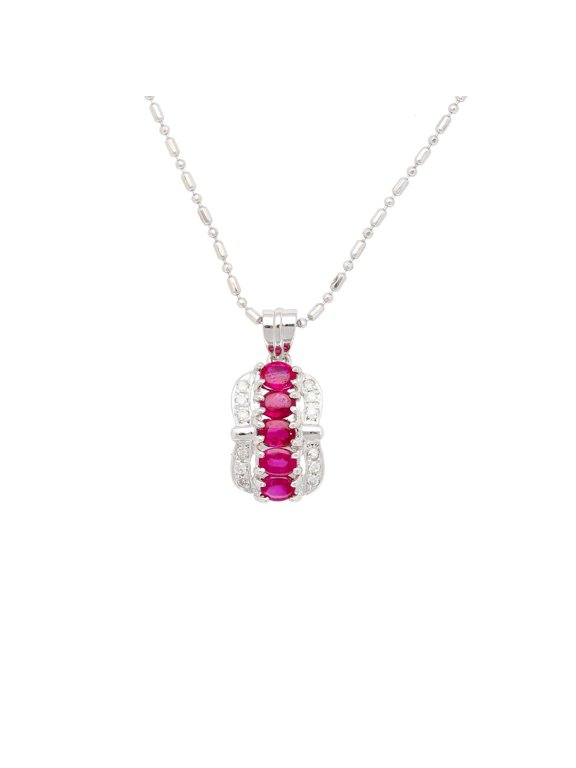 1.15 Carat Pinkish Red Ruby and Diamond Pendant Necklace Platinum