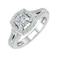 thumbnail image 1 of 1.15 Carat Round and Princess Cut Diamond Halo Engagement Ring in 14K White Gold (Ring Size 9), 1 of 4