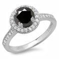 thumbnail image 1 of 1.15 Carat (ctw) 18K White Gold Round Black & White Diamond Ladies Bridal Halo Style Engagement Ring, 1 of 1